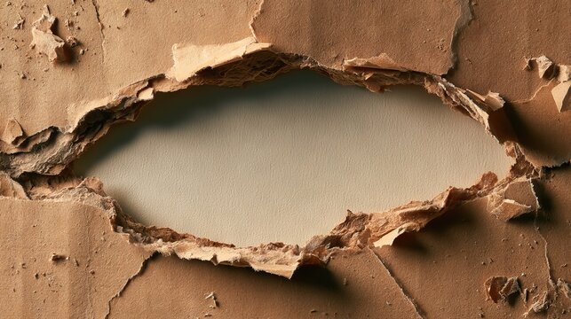 Torn kraft paper opening with blank copy space