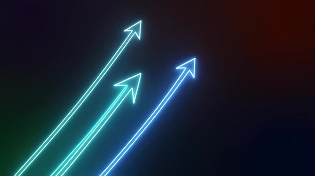 Glowing arrows moving forward on dark gradient background animation