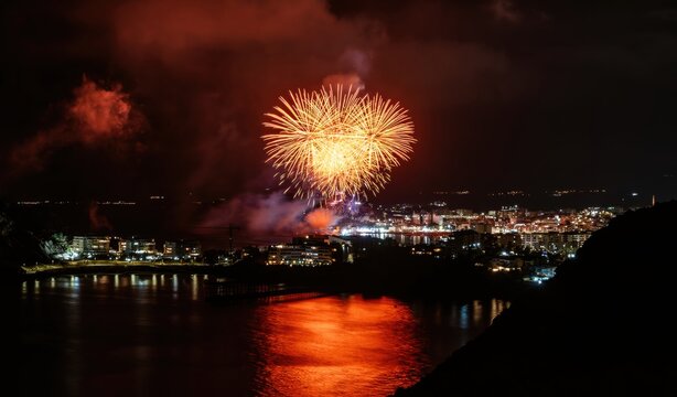 fireworks over the sea