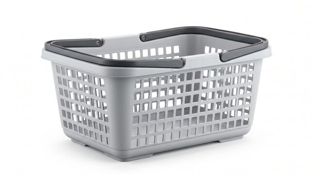 Empty Shopping Basket Isolated on White Background for Retail, Grocery Shopping, Commerce and Consumer Concepts