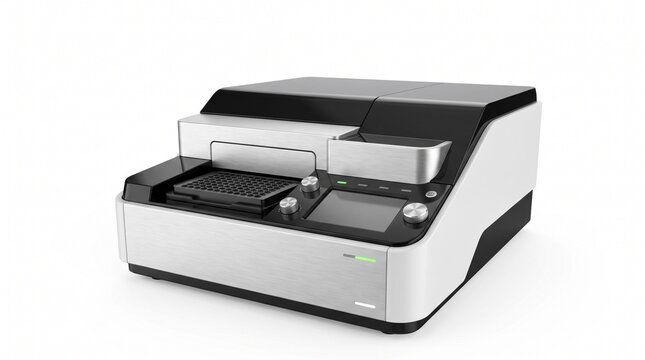 Modern Microplate Reader Isolated on Pure White Background