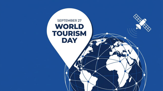 World Tourism Day Vector Illustration with Globe and Location Pin