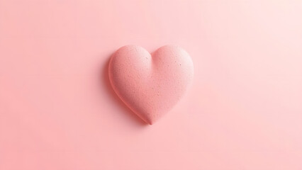 Fototapeta premium Soft Pink Heart Shape Object on Pastel Background - Love, Romance, Valentine's Day Concept