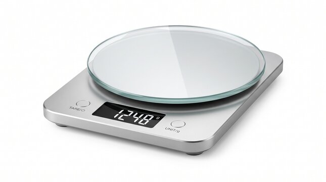 Metal Scale Isolated on White Background for Weighing, Measurement, Balance, Accuracy and Industrial Use