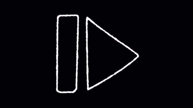Hand drawn animation of pause button changing to play icon.