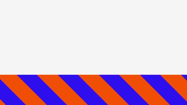 A light gray video banner template with a diagonal orange and blue striped pattern border ideal for construction caution or warning themed videos