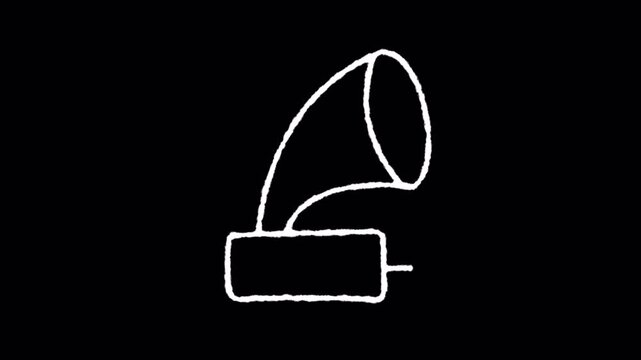 Minimalist hand drawn animation of an old gramophone icon.