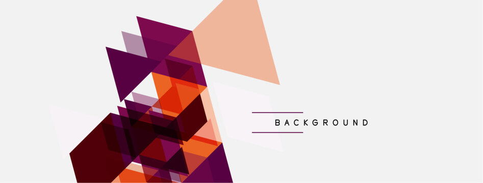 Abstract geometric shapes overlap, creating dynamic visual interest. Warm colors dominate composition, with light background.