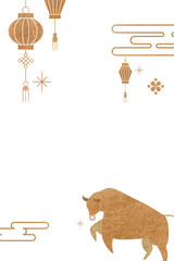 Fototapeta premium Year of ox png golden border with design space