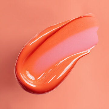 Orange to Pink Gradient Lip Gloss Swatch Close-up