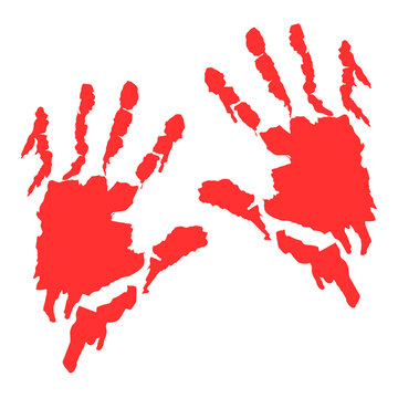 Two red hand prints with blood texture effect