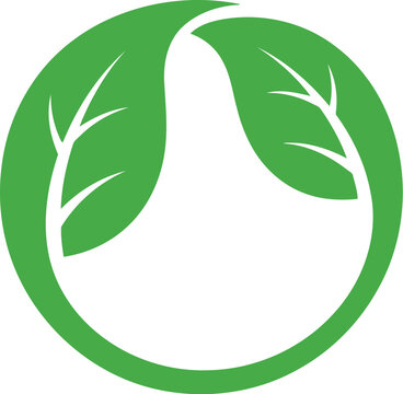 Green leaf pear fruit icon design for organic food logo symbol
