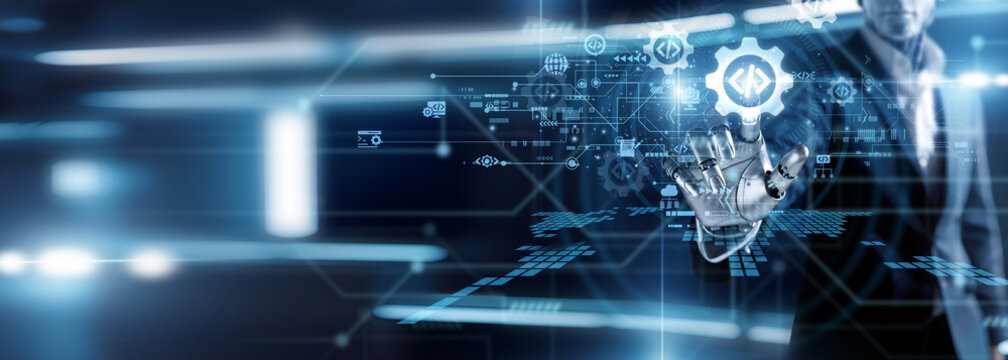 Code robot hand touch Software Development kits. Building robust applications with modern programming languages. Agile methodologies ensure high-quality builds and seamless deployment cycles now.
