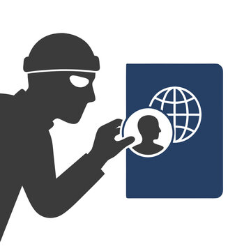 Identity Theft and Fraudulent Passport Forgery Concept