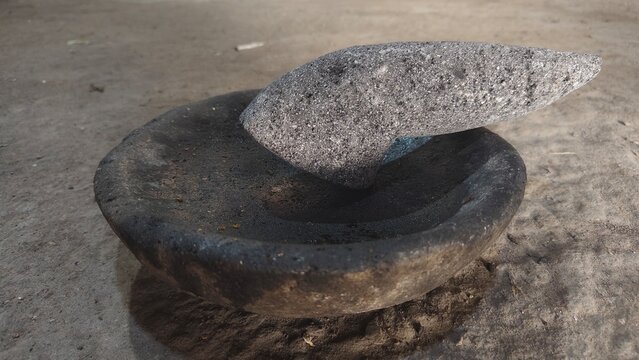 Traditional Stone Mortar and Pestle for Grinding Ingredients
