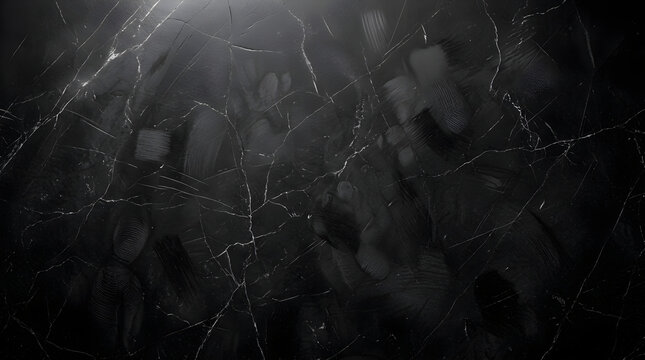 Dark black soapstone texture with white mineral veins, intricate cracked surface pattern, natural stone background, with subtle light reflections