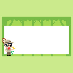 Fototapeta premium Cute Forest Ranger with Animals ID Card and Name Tag for Kids, Cartoon Wildlife Conservation Badge Illustration