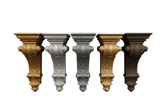 Collection of ornate carved wall corbel supports