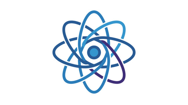Abstract blue atom orbital science logo design