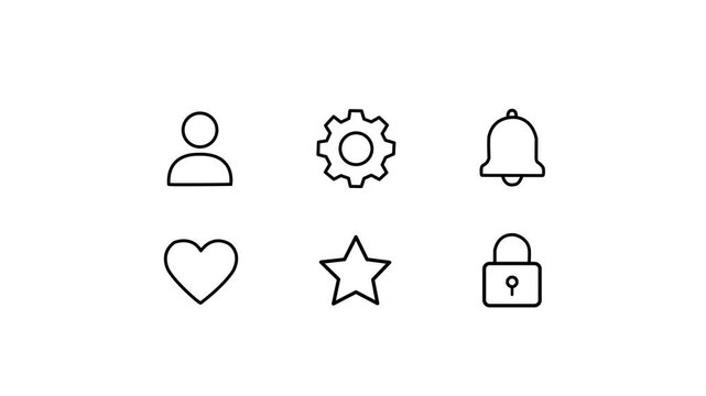 Essential User Interface Symbols Outline Icon Animation