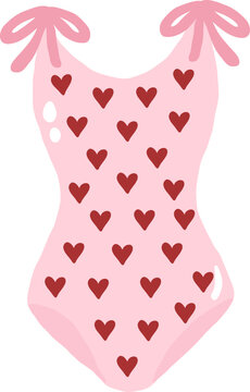 valentines heart woman one piece swimsuit vector illustration