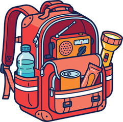 Fototapeta premium Emergency Backpack with Essential Survival Supplies