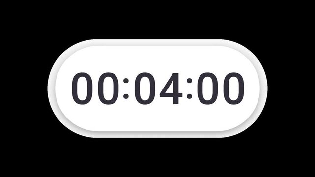 Animated 10 Second Stopwatch Digital Timer Widget with In Out Animation Alpha Channel