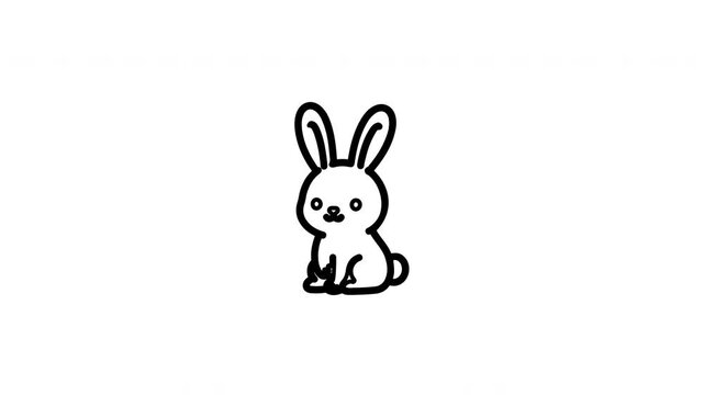 Minimalist hand drawn bunny icons appearing on white background