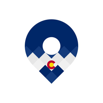 map pin icon of colorado flag. vector illustration isolated on white background