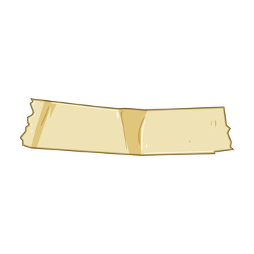 Adhesive tape strip cartoon illustration featuring torn edges and a slight bend, commonly used for attaching, mending, or securing items in various projects and applications