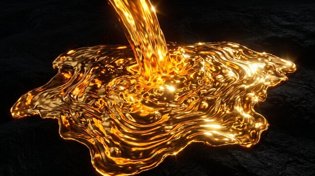 Molten Gold Liquid Pour Dark Background Luxury Abstract Texture