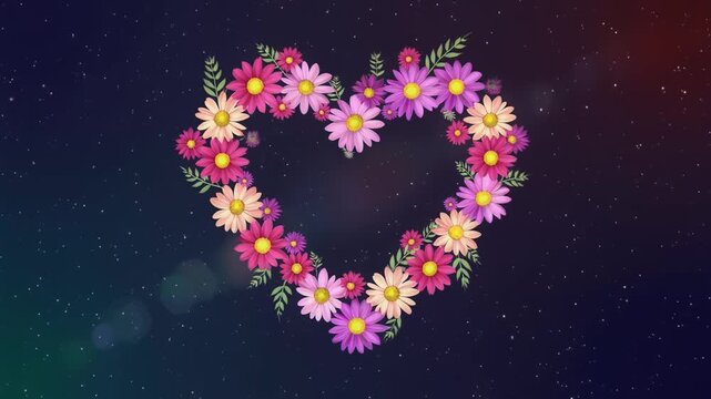 Growing floral heart bloom in soft gradient light expanding concept romantic motion