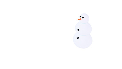 Obraz premium 3D render of a simple, charming snowman constructed from three snowballs, featuring a bright orange carrot nose, two dark eyes and two black buttons on transparent background with alpha channel, png