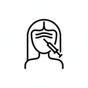 Botulinum toxin: injection in face. Thin line icon. Cosmetology treatment. Vector illustration.