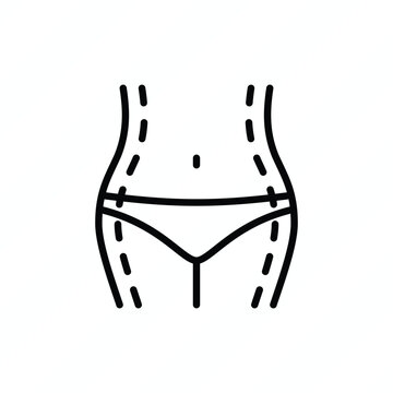 Abdominoplasty thin line icon, body correction. Plastic surgery. Vector illustration.