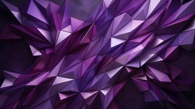 Abstract purple geometric crystal shapes and sharp polygon background texture
