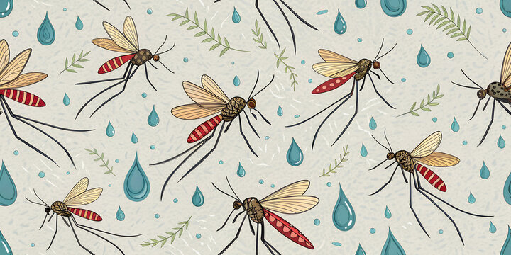 seamless pattern with mosquitos