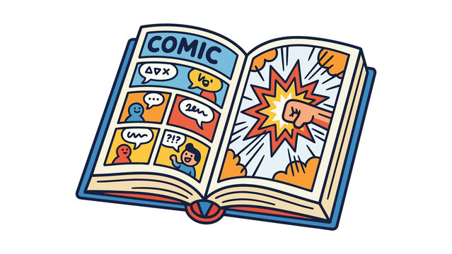Open Comic Book Vector Illustration