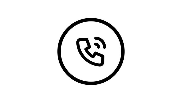 End Call Animated Icon on White Background, Telephone Hang Up Button Motion Graphic