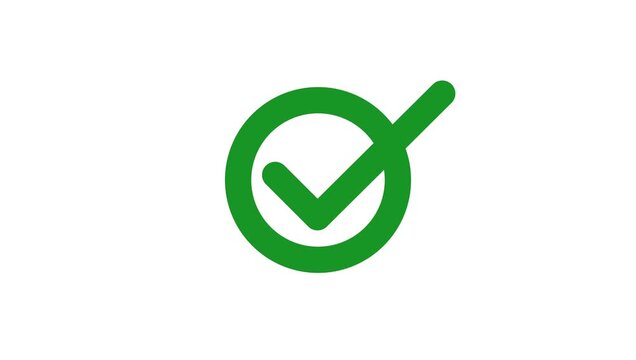 Green Check Mark Animation, Approval, Success and Confirmation Symbol on White Background