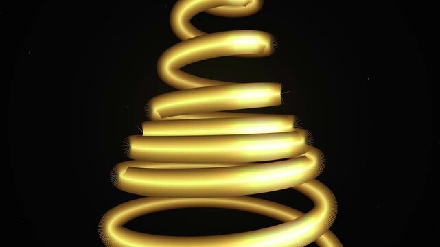 Golden spiral vortex motion blur abstract light trail on black background for design elements