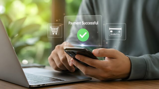 Secure digital transactions a modern illustration of contactless payment methods utilizing smartphones and advanced verification technologies for financial security