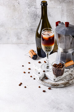 Champresso or champagne with espresso trendy viral drink