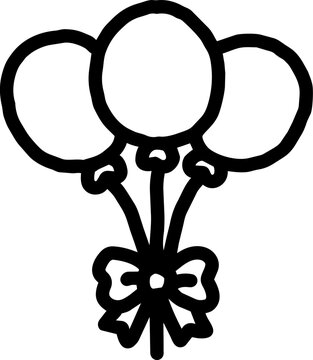 Hand Drawn Birthday Balloon Bouquet Black Line Icon