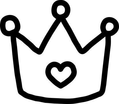 Hand Drawn Birthday Crown Celebration Black Line Icon