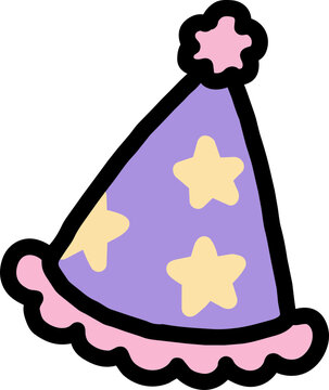 Hand Drawn Birthday Party Hat Celebration Color Icon