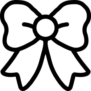 Hand Drawn Gift Bow Ribbon Celebration Black Line Icon