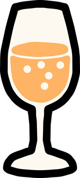 Hand Drawn Clinking Champagne Glasses Celebration Color Icon