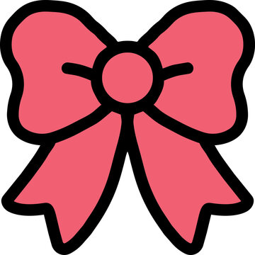 Hand Drawn Pink Gift Bow Ribbon Celebration Color Icon