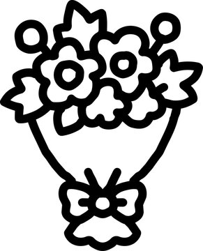 Hand Drawn Celebration Flower Bouquet Black Line Icon